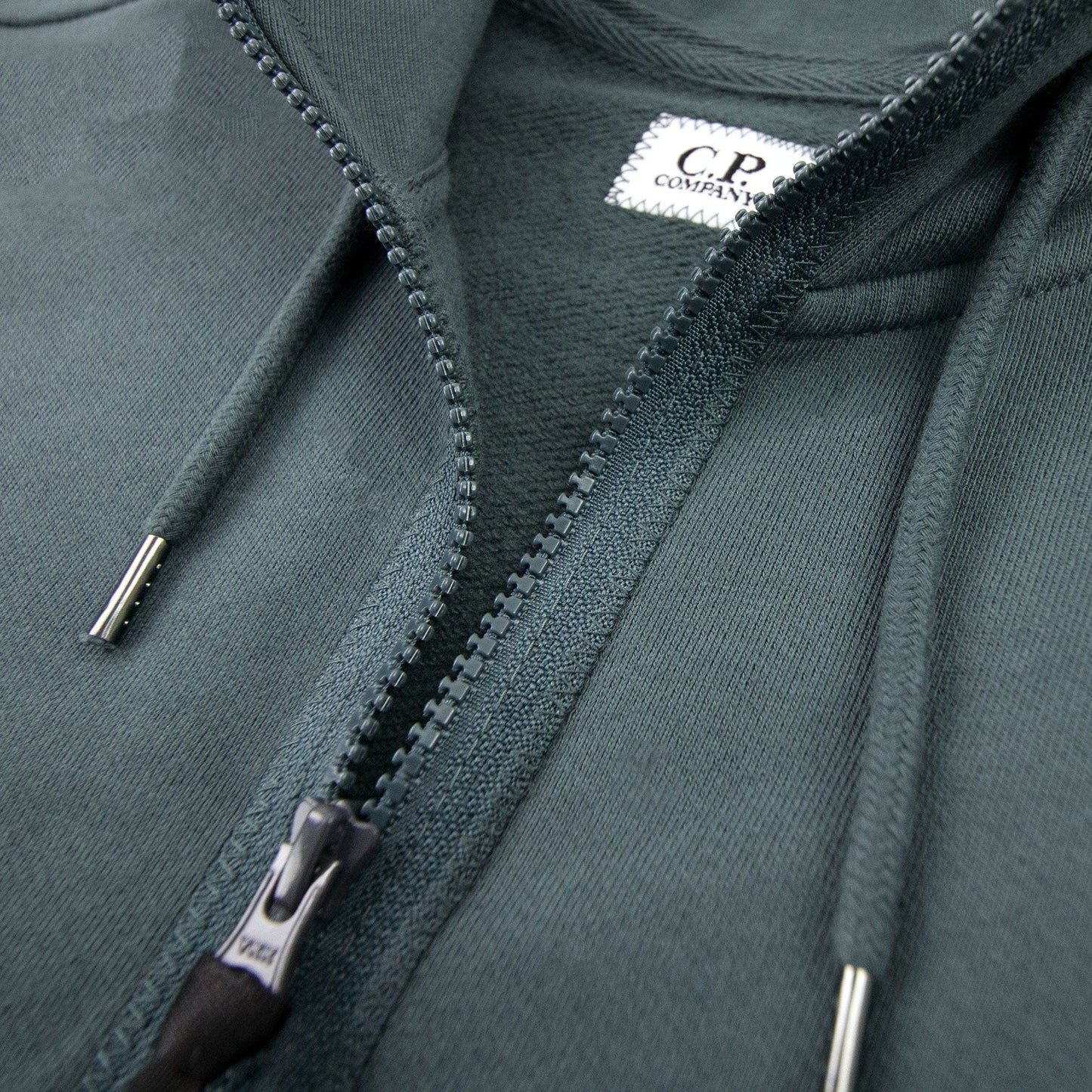 Cp Company Diagonal Raised Fleece Full Zip Goggle Hoody Dark Shadow Grey 978