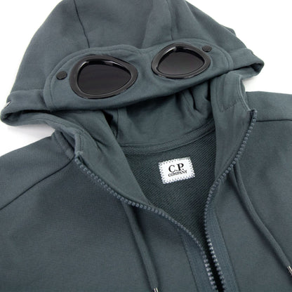 Cp Company Diagonal Raised Fleece Full Zip Goggle Hoody Dark Shadow Grey 978