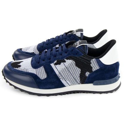 Valentino Mesh Fabric Camouflage Sneaker Blue/silver De3