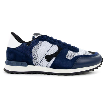 Valentino Mesh Fabric Camouflage Sneaker Blue/silver De3
