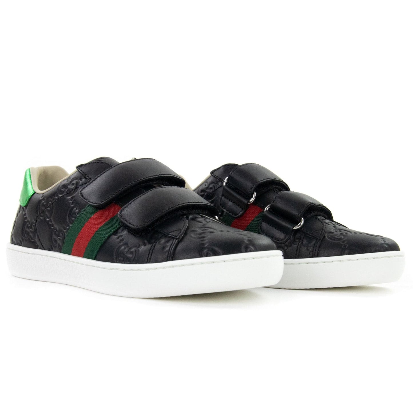 Gucci Junior GG Logo Leather Trainer Black 1068