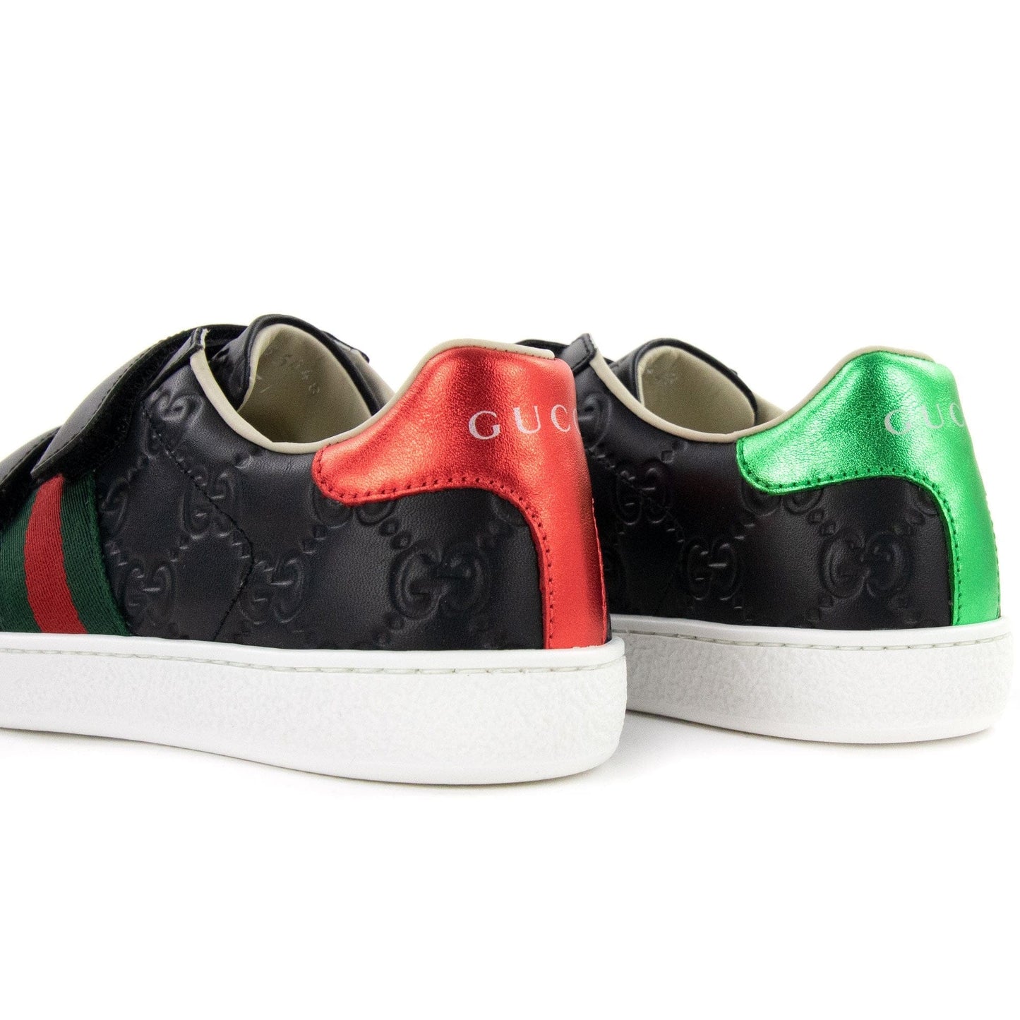 Gucci Junior GG Logo Leather Trainer Black 1068