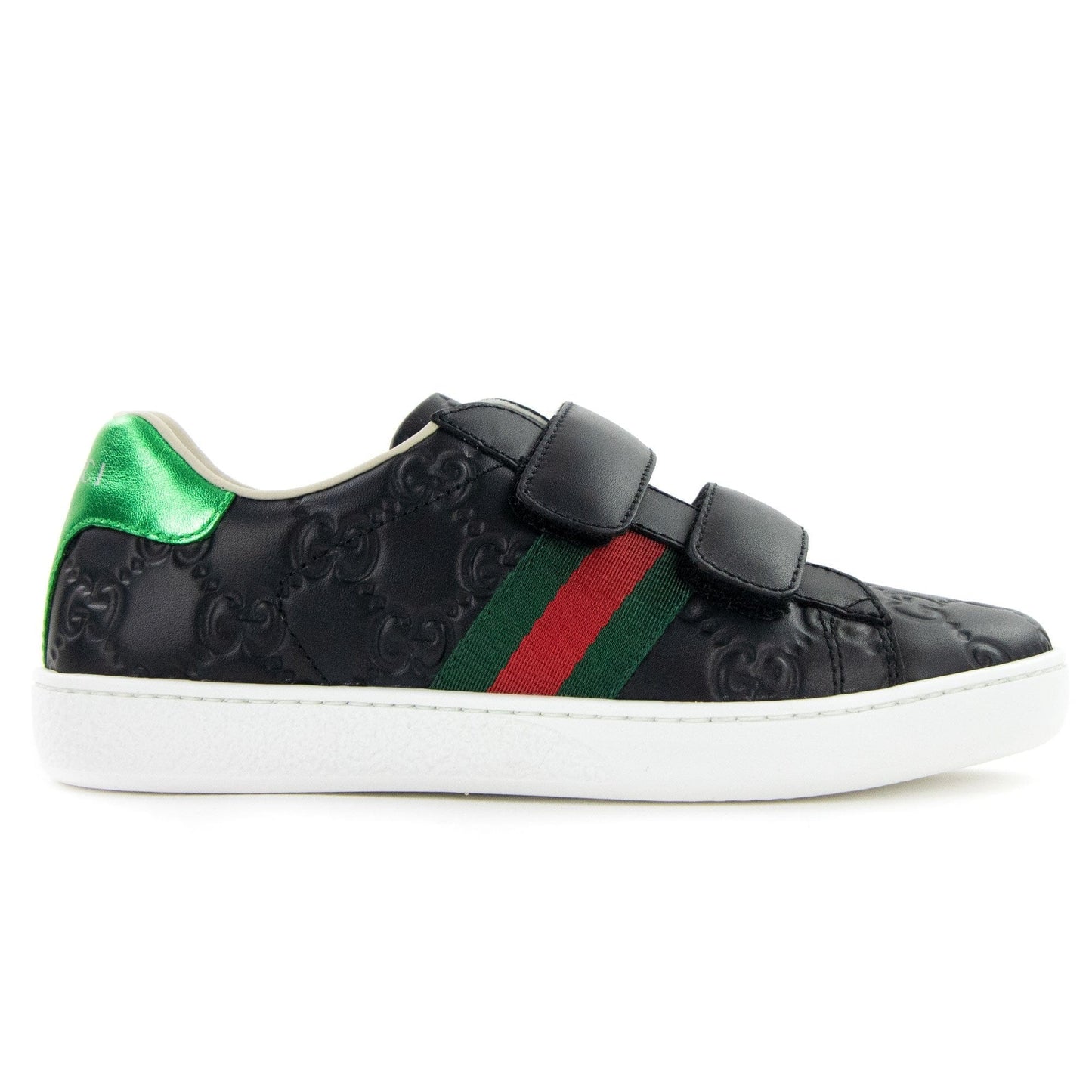 Gucci Junior GG Logo Leather Trainer Black 1068
