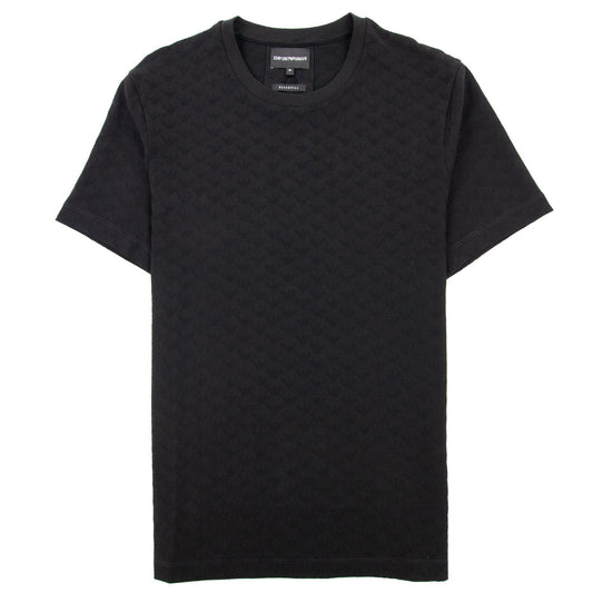 Emporio Armani All Over Jacquard Eagle Logo T Shirt Black 999