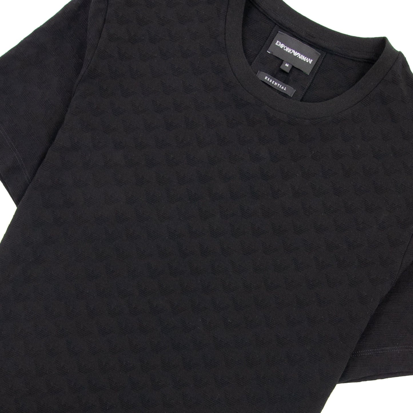 Emporio Armani All Over Jacquard Eagle Logo T Shirt Black 999