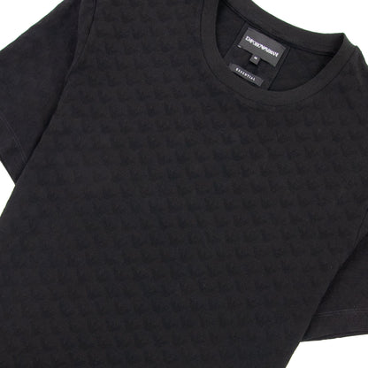 Emporio Armani All Over Jacquard Eagle Logo T Shirt Black 999