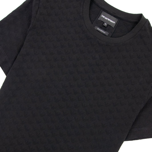 Emporio Armani All Over Jacquard Eagle Logo T Shirt Black 999