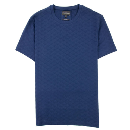 Emporio Armani All Over Jacquard Eagle Logo T Shirt Navy Blue