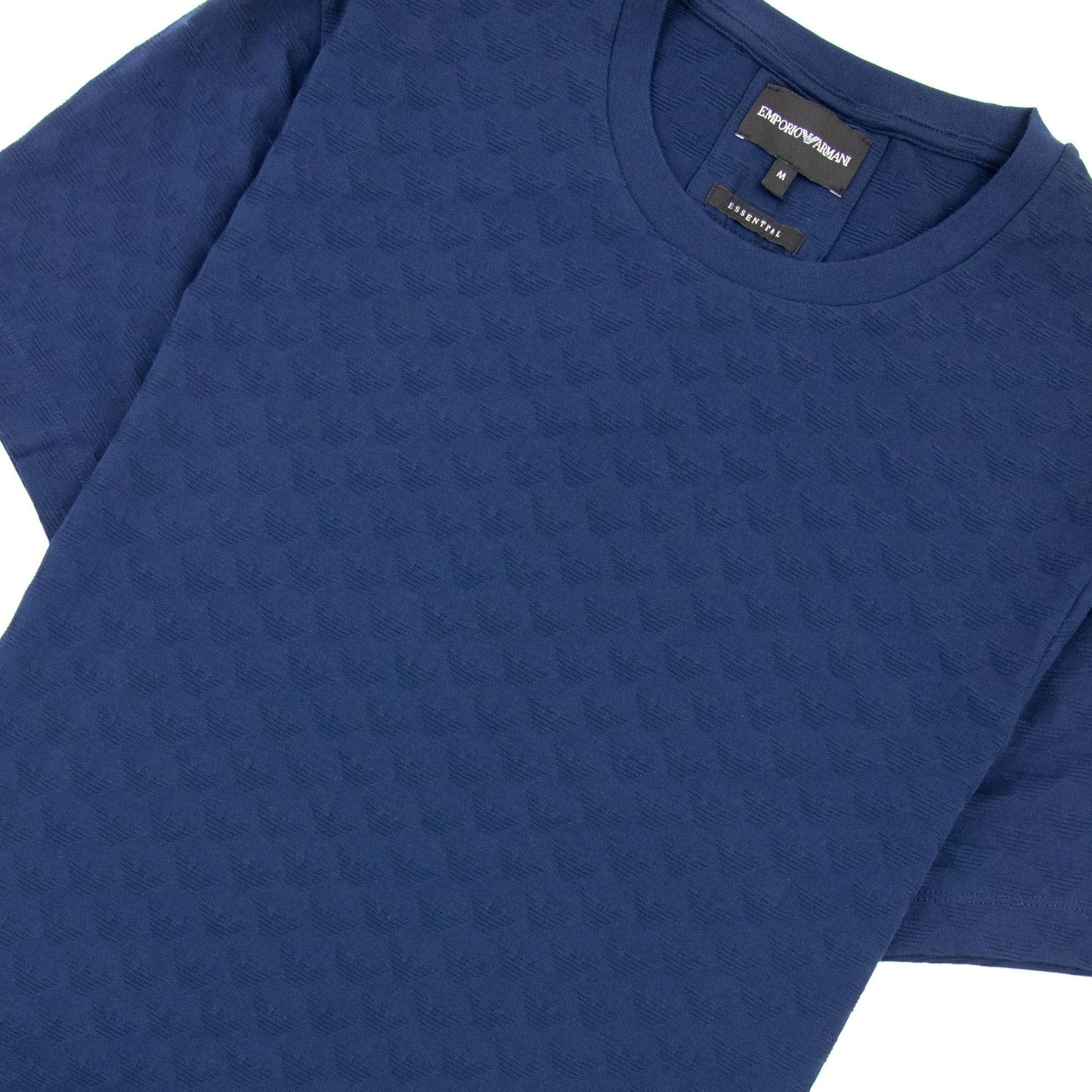 Emporio Armani All Over Jacquard Eagle Logo T Shirt Navy Blue