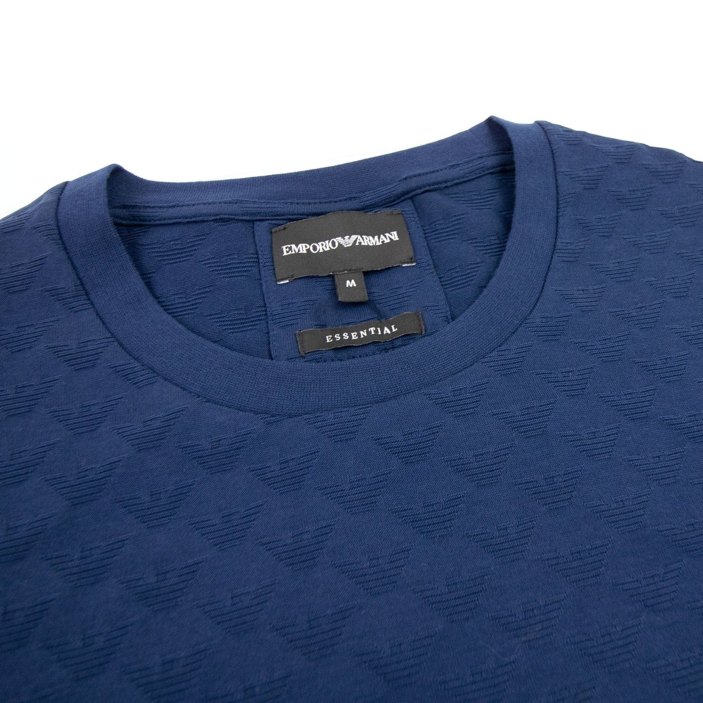 Emporio Armani All Over Jacquard Eagle Logo T Shirt Navy Blue
