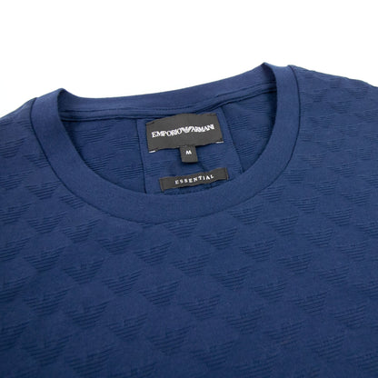 Emporio Armani All Over Jacquard Eagle Logo T Shirt Navy Blue