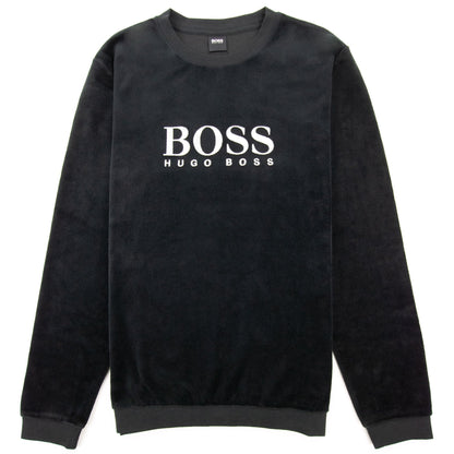 Hugo Boss Embroidered Logo Velour Loungewear Sweatshirt Black 001