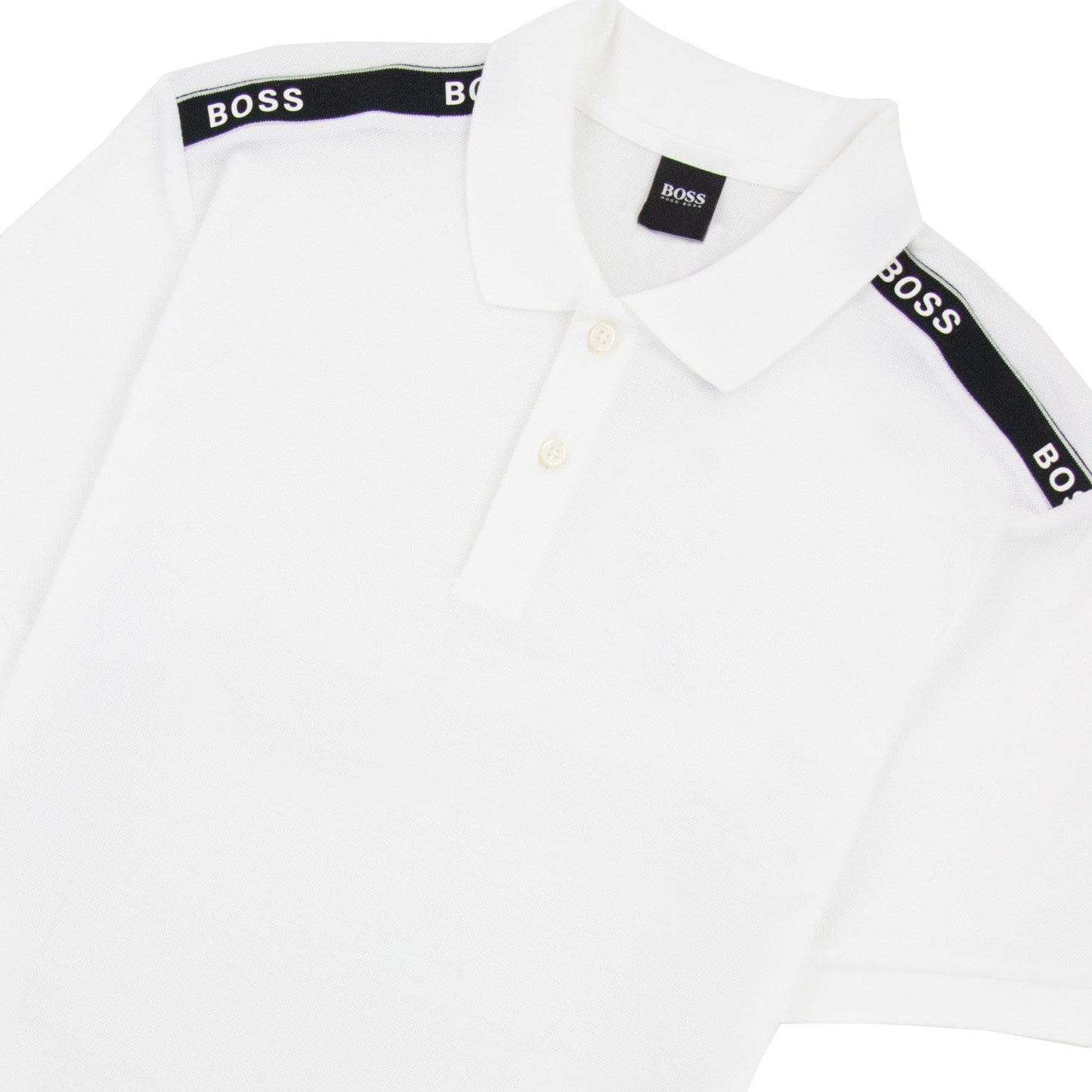 Hugo Boss Parlay Tape Detail S/s Polo White 100