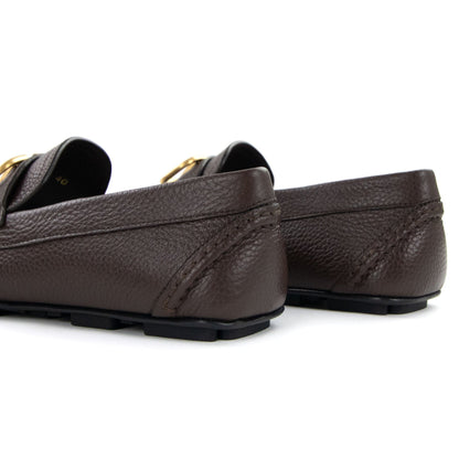 Valentino V Logo Calfskin Driving Shoe Brown 0to