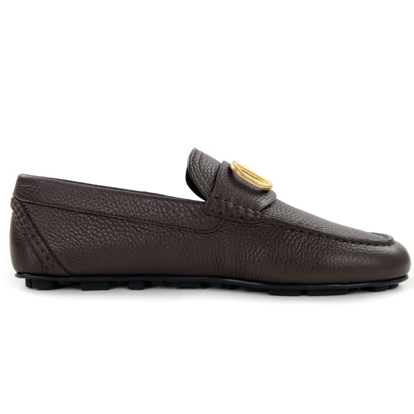 Valentino V Logo Calfskin Driving Shoe Brown 0to