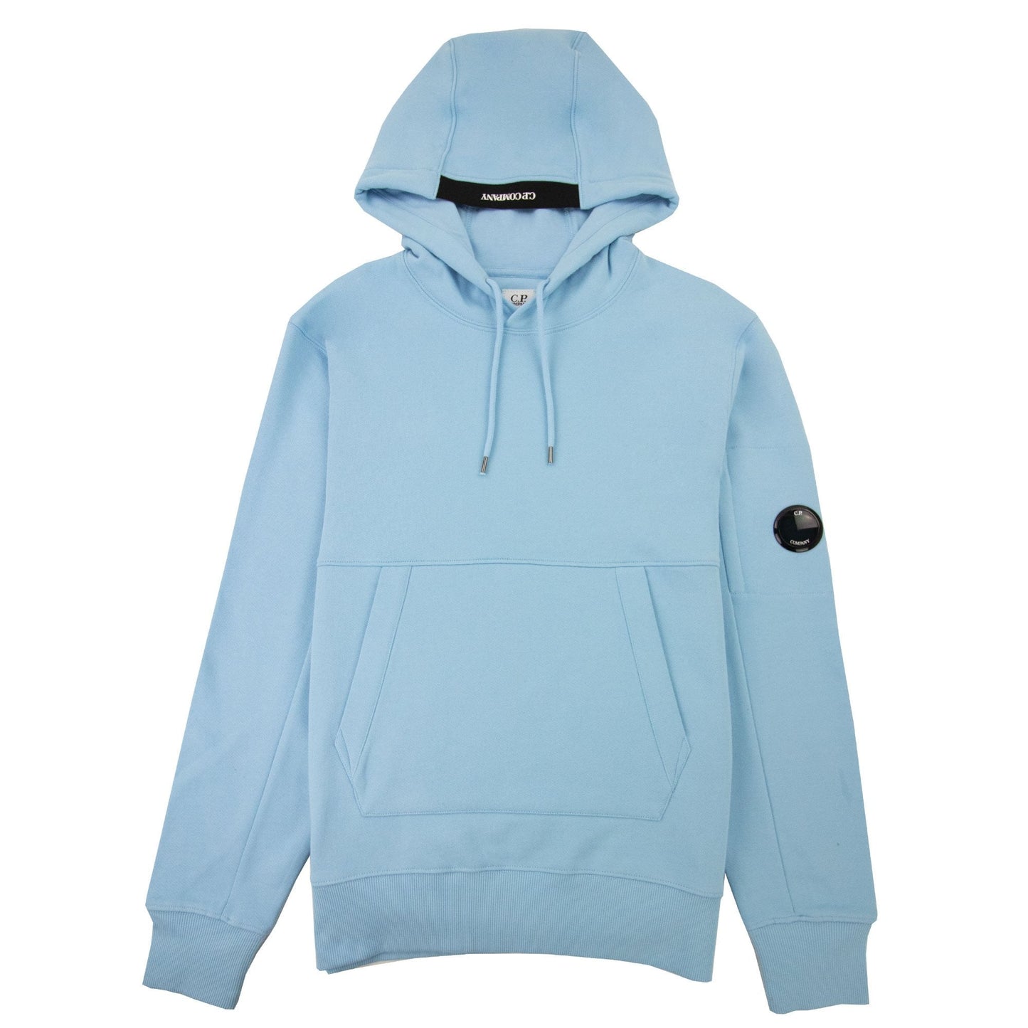 Cp Company Diagonal Raised Fleece Garment Dyed Lens Hoodie Sky Blue 832