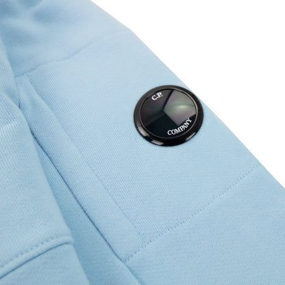 Cp Company Diagonal Raised Fleece Garment Dyed Lens Hoodie Sky Blue 832