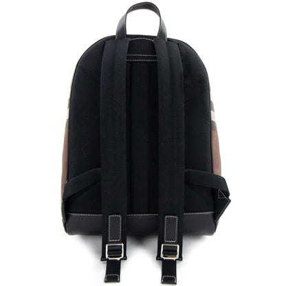 Burberry Check And Leather Backpack Dark Birch Brown