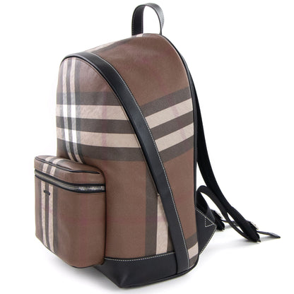 Burberry Check And Leather Backpack Dark Birch Brown