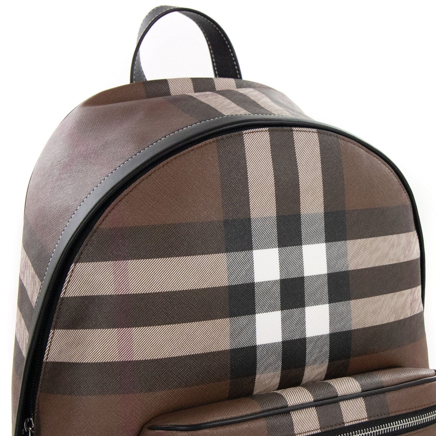 Burberry Check And Leather Backpack Dark Birch Brown