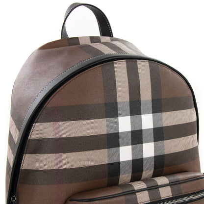 Burberry Check And Leather Backpack Dark Birch Brown