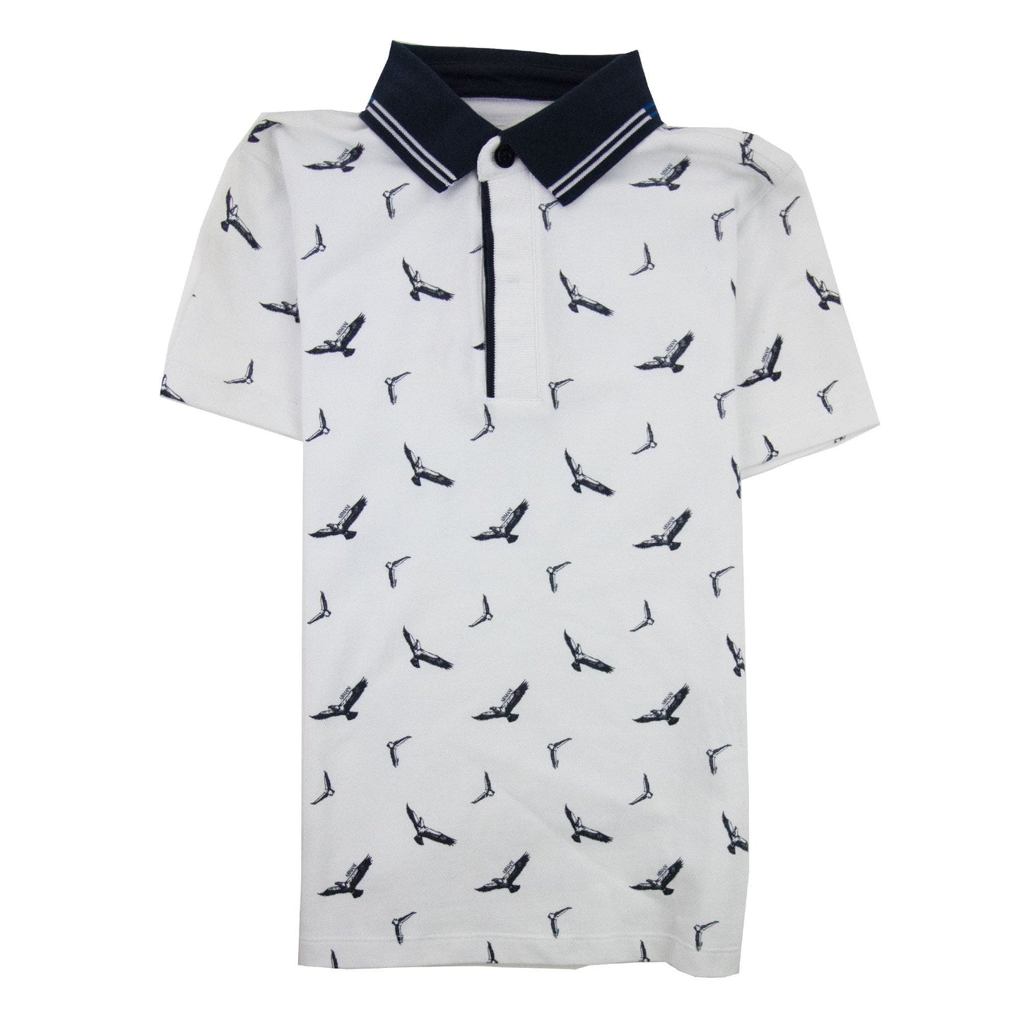 Armani Junior All Over Eagle Print Polo Shirt White