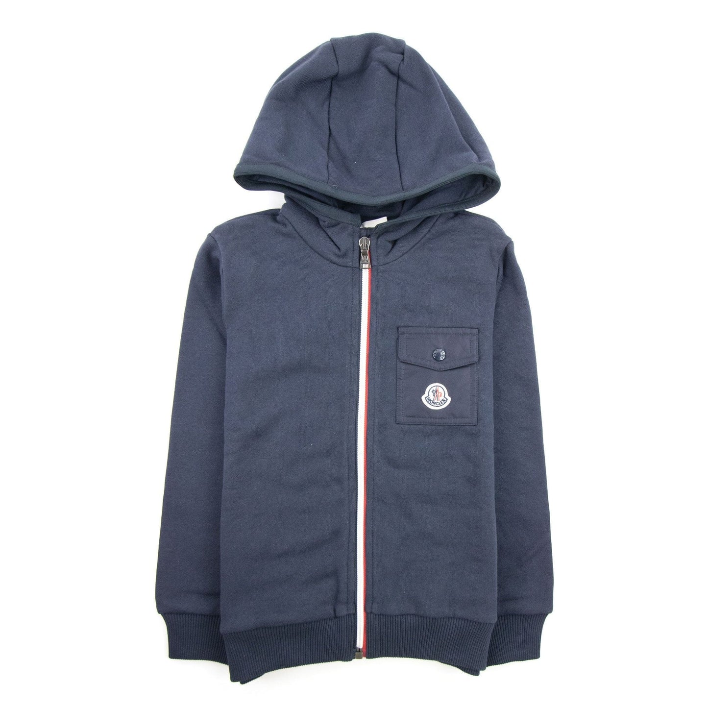 Moncler Junior Maglia Logo Zip Up Sweatshirt Navy 742