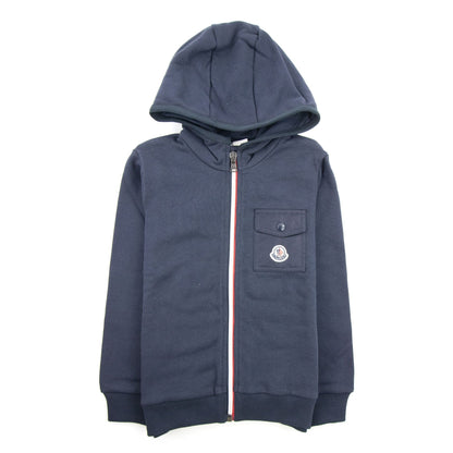 Moncler Junior Maglia Logo Zip Up Sweatshirt Navy 742