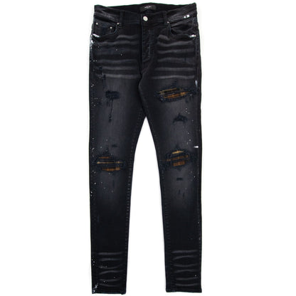 Amiri Mx1 Plaid Jeans Aged Black