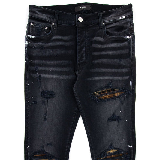 Amiri Mx1 Plaid Jeans Aged Black