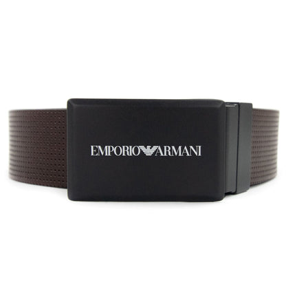 Emporio Armani Perforated Leather Buckle Belt Dark Tan