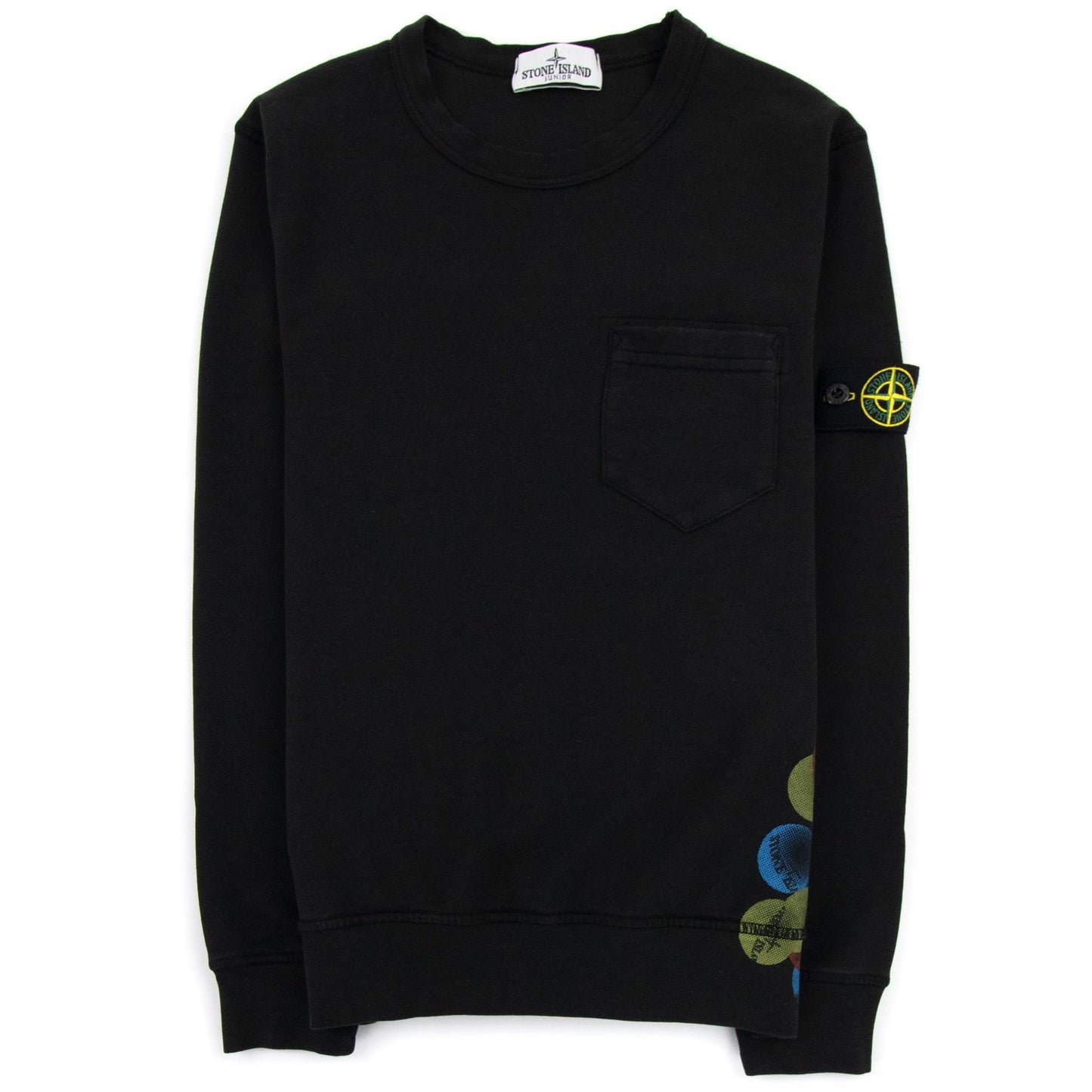 Stone Island Junior 62040 Bubble Gum Print Sweatshirt Black V0029