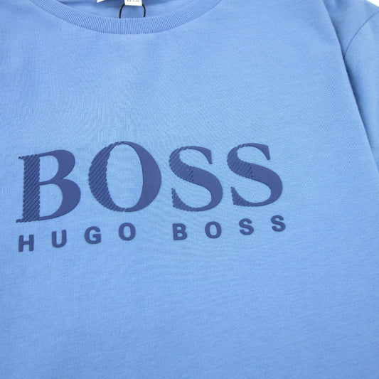 Hugo Boss Kids Rubber Logo S/s T Shirt Pale Blue