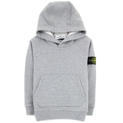 Stone Island Junior Arm Badge Hooded Sweatshirt Grey V0064