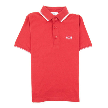 Hugo Boss Kids Tipped Short Sleeve Polo Red