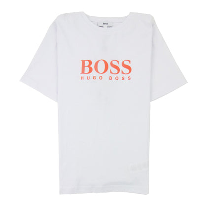 Hugo Boss Kids Rubber Logo S/s T Shirt White/orange
