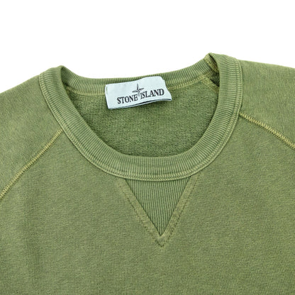Stone Island 66360 Malfile Fleece Garment Dayed Sweatshirt Olive V0158