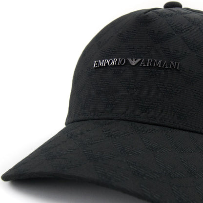 Emporio Armani Fabric Baseball Cap With Jacquard Monogram Black