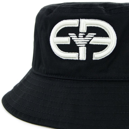 Emporio Armani Cloche Hat With R-EAcreate Logo Embroidery Black