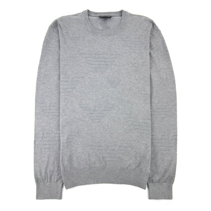 Emporio Armani All Over Logo Printed Knitted Sweatshirt Grey Melange