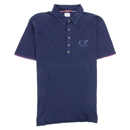 Cp Company Indigo Blue Chest Logo Polo Indigo Blue