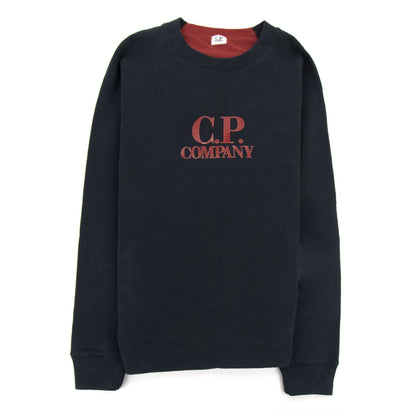 Cp Company Rubber Logo Sweatshirt Navy