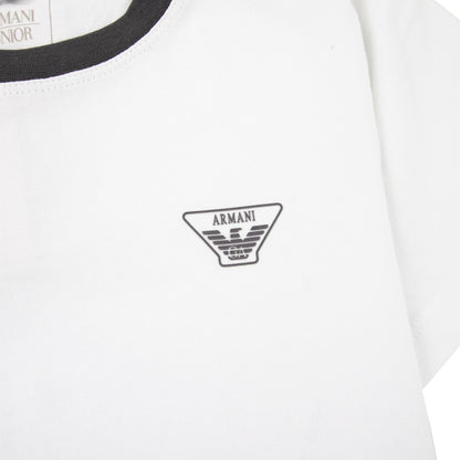 Armani Junior Rubber Logo S/s Crew T Shirt Bianco