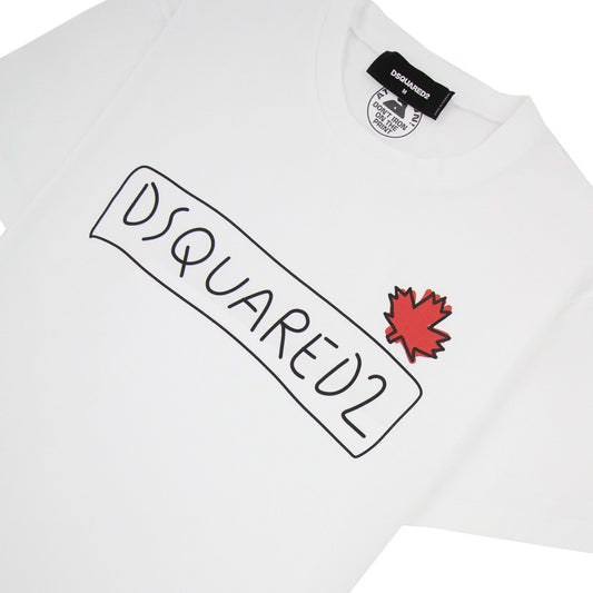 Dsquared2 Logo Super Crew T Shirt White 100