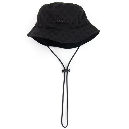 Emporio Armani All-over Eagle Jacquard Cloche Hat With Strap Black