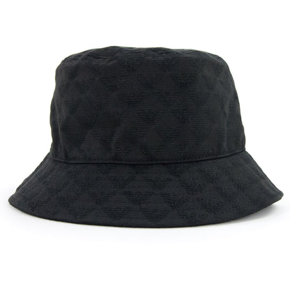 Emporio Armani All-over Eagle Jacquard Cloche Hat With Strap Black