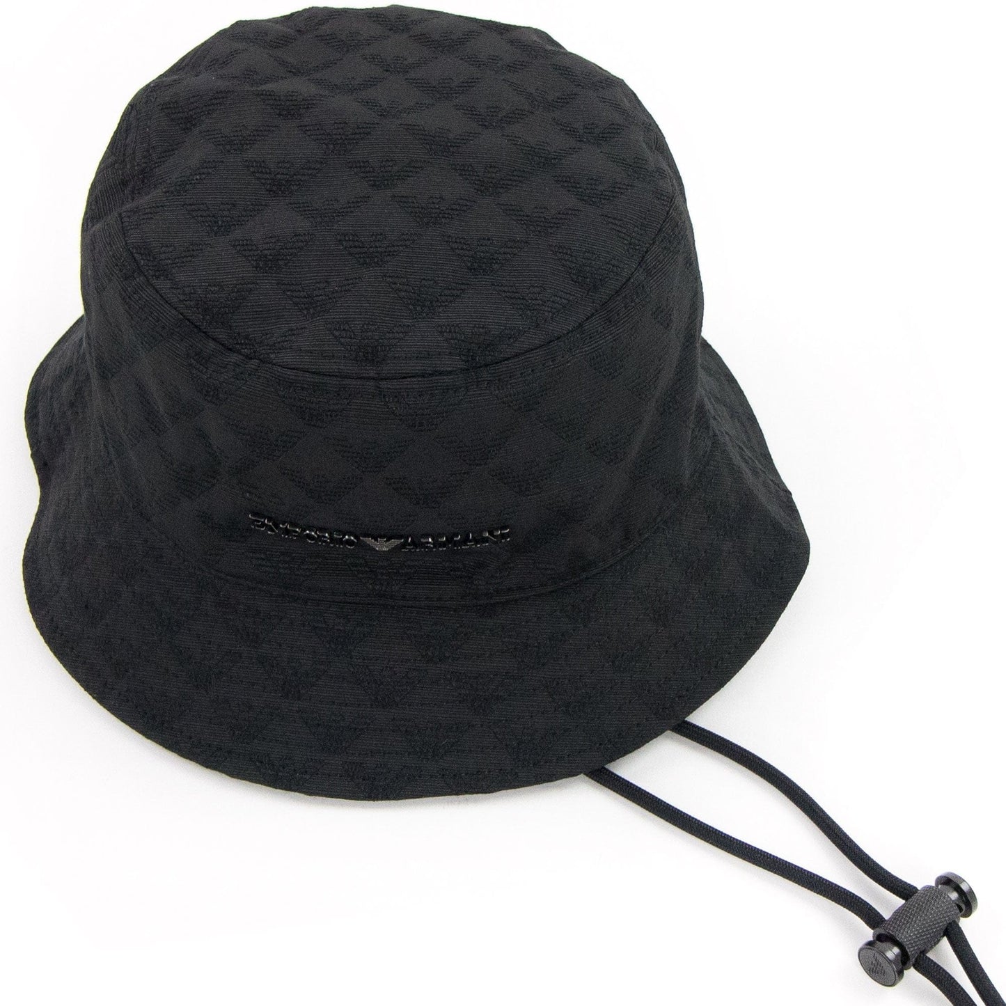 Emporio Armani All-over Eagle Jacquard Cloche Hat With Strap Black