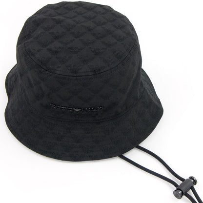 Emporio Armani All-over Eagle Jacquard Cloche Hat With Strap Black