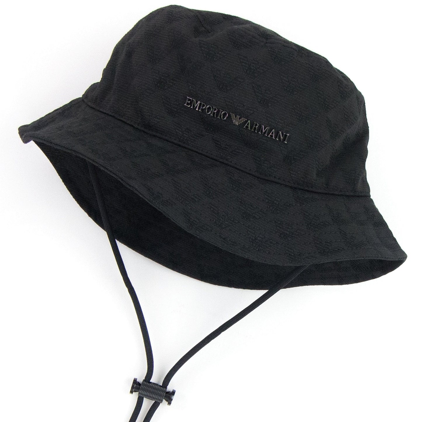 Emporio Armani All-over Eagle Jacquard Cloche Hat With Strap Black