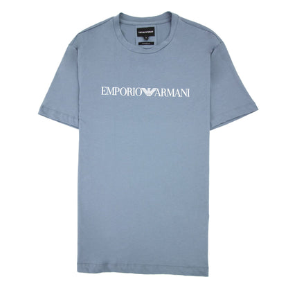 Emporio Armani Pima-jersey T-shirt With Logo Petrol Blue